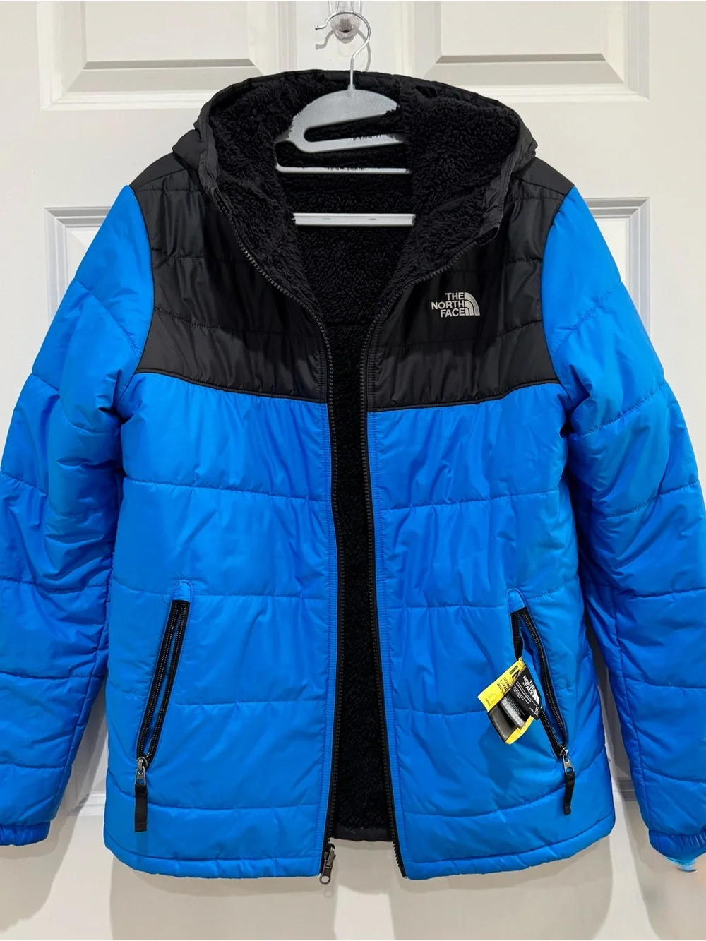 The North Face Boys Puffer Jacket XL 18/20 Blue Black Full Zip Winter Coat